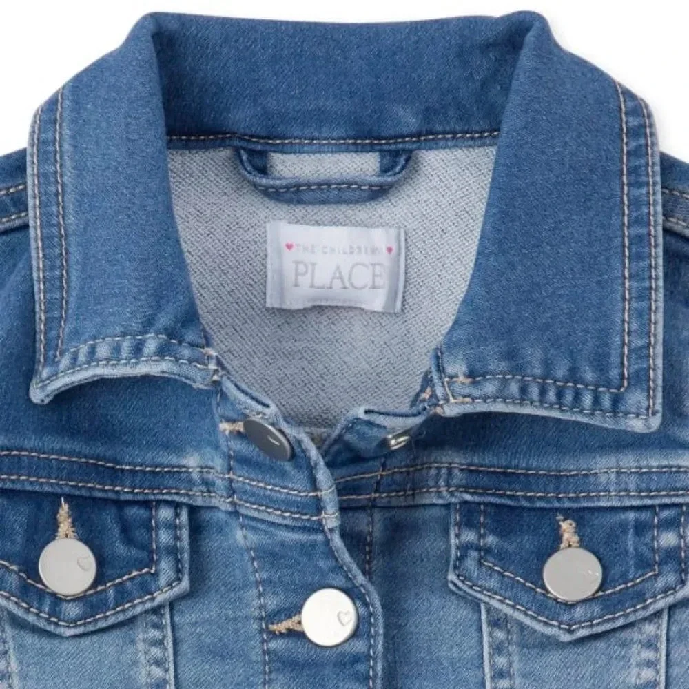 The Children's Place Toddler Girls Blue Front Button Denim Jacket Size 1…